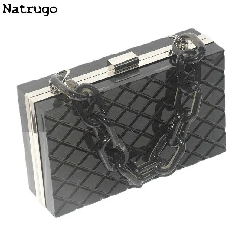 transparent acrylic bags fashionable black clutch bags with chains cross shaped bags for womens parties evening bags transparent bags 241106
