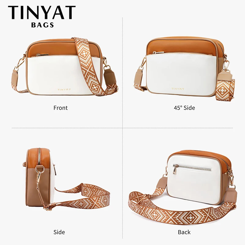 TINYAT Bohemia Crossbody Bag for Women Female PU Leather Tote Shoulder Fashion Shopper Clutch Purse Stylish and Functional 241106