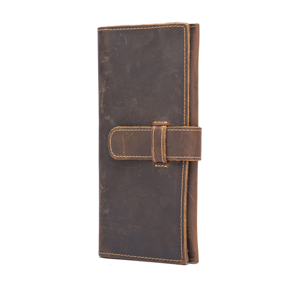 Genuine Leather Men Long Wallets Vintage Money Clip Casual Coin Purse For Male Credit Card Holder Hasp Phone Clutch Bags JYY1175