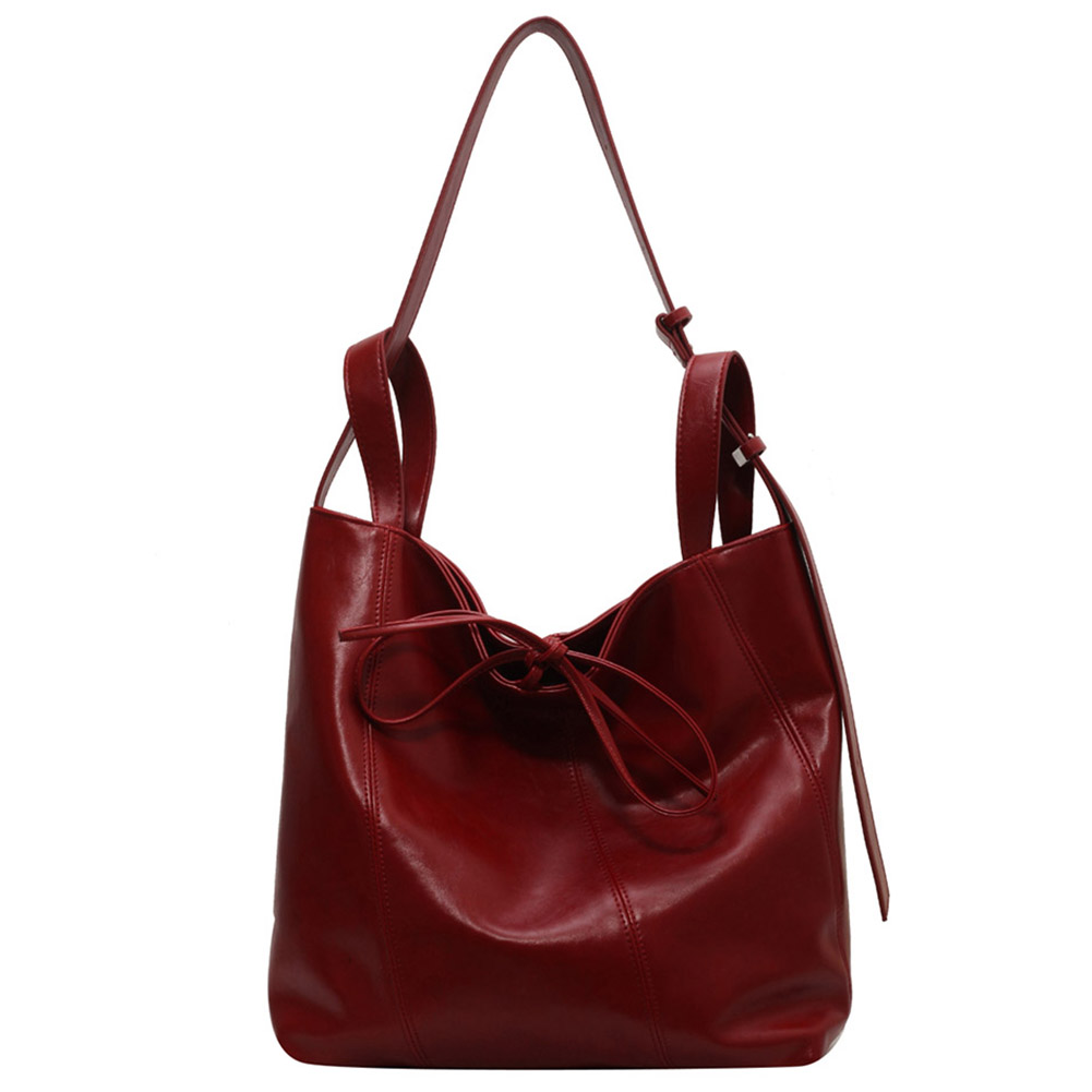 Retro PU Leather Underarm Bag Large Capacity Casual Shoulder Purse Stylish Bowknot Satchel Purse Hobo Bag for Women and Girls