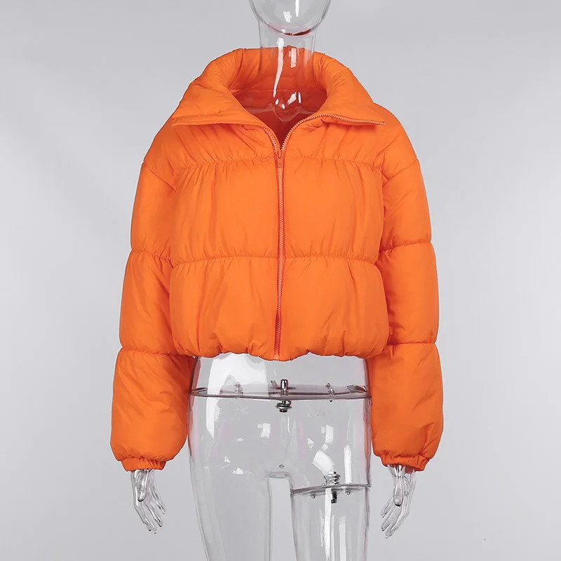 Autumn/Winter Inflatable Jacket Solid Womens Cotton Jacket Warm Thick Upright Collar Black Brown Down Jacket Parka Womens Parkas Coats 241107