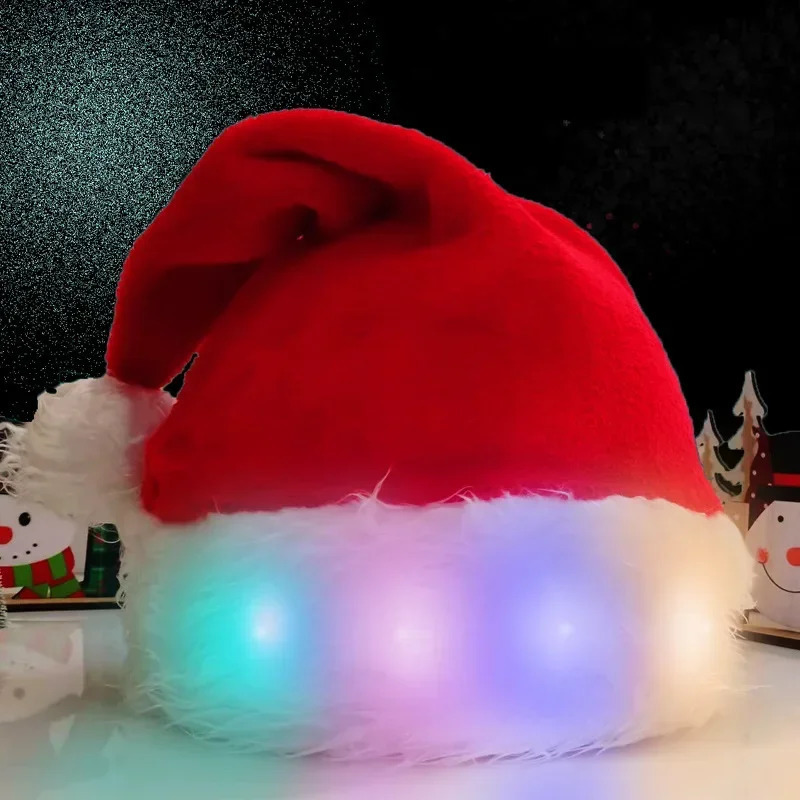 LED lights up hats fun plush Christmas hats with bright lights Years holiday parties adult and weddings 241106