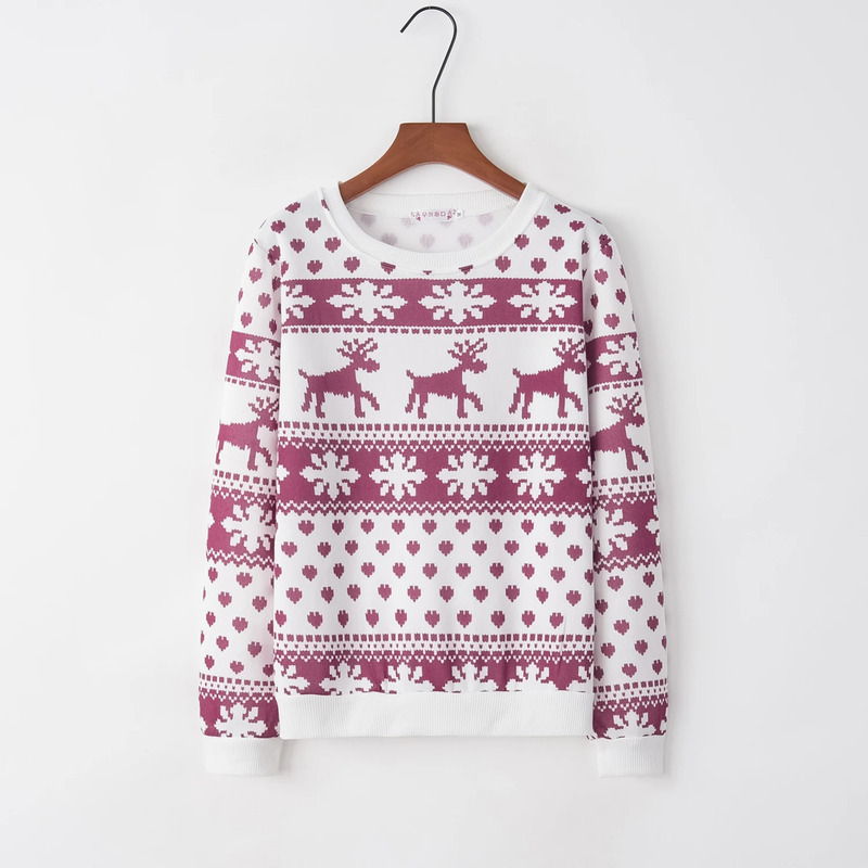 2025 Autumn/winter New Foreign Trade Outdoor Designer Fashion Round Neck Sweater Cartoon Deer Print Christmas Round Neck Long Sleeve