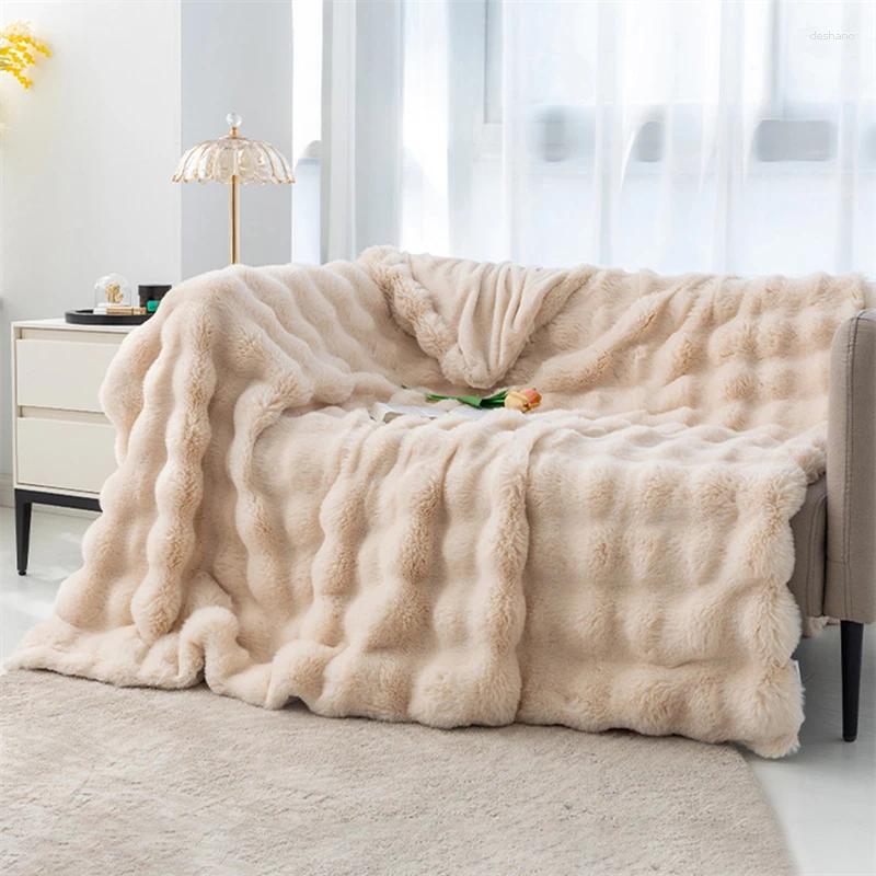 Blankets And Cozy Toscana Fur Blanket With Double-sided Bubble Fleece - Perfect For Office Nap Sofa Cover Warm Winter Bed 120*200cm