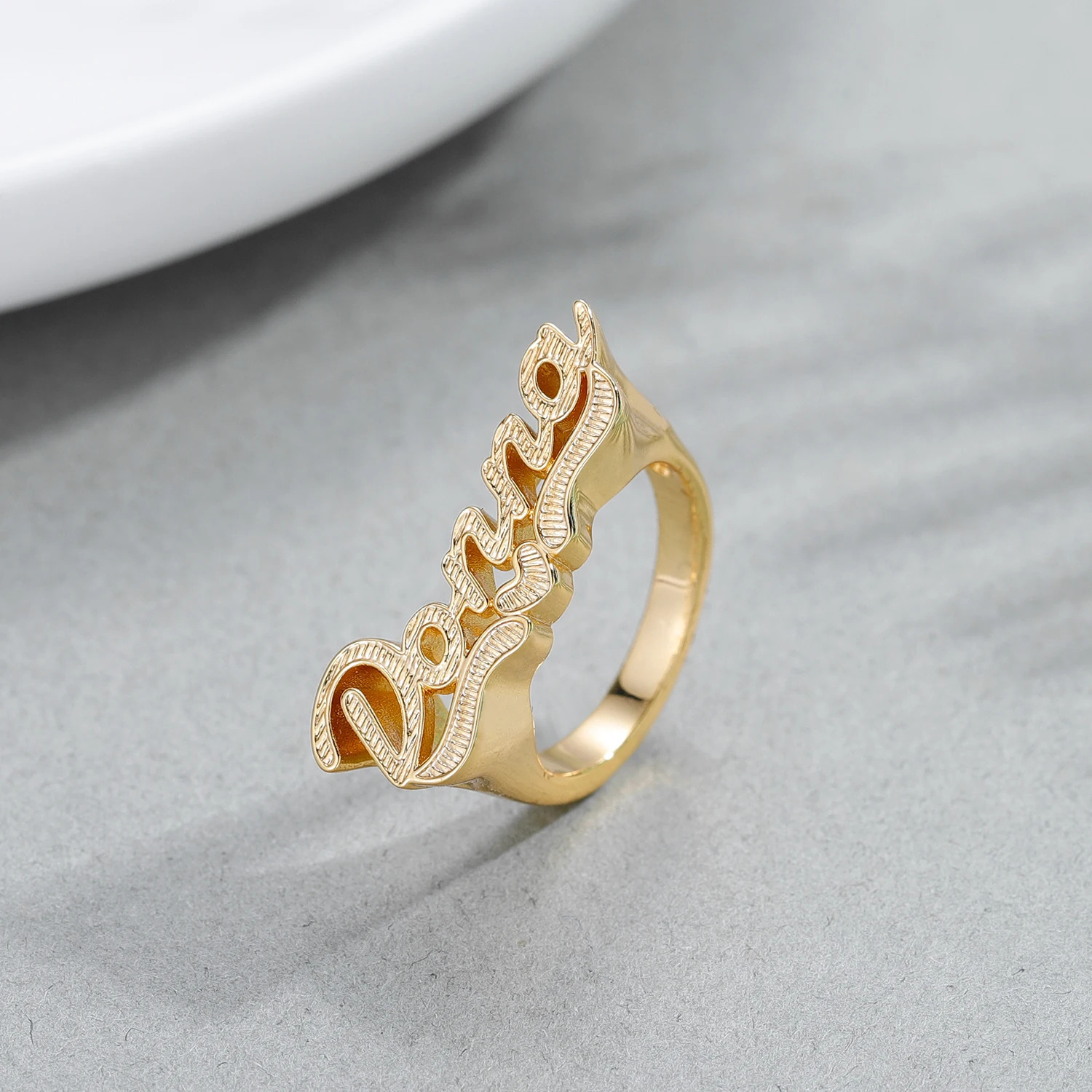 customized name ring personalized hip-hop 3D ring fashionable punk alphanumeric ring 241106