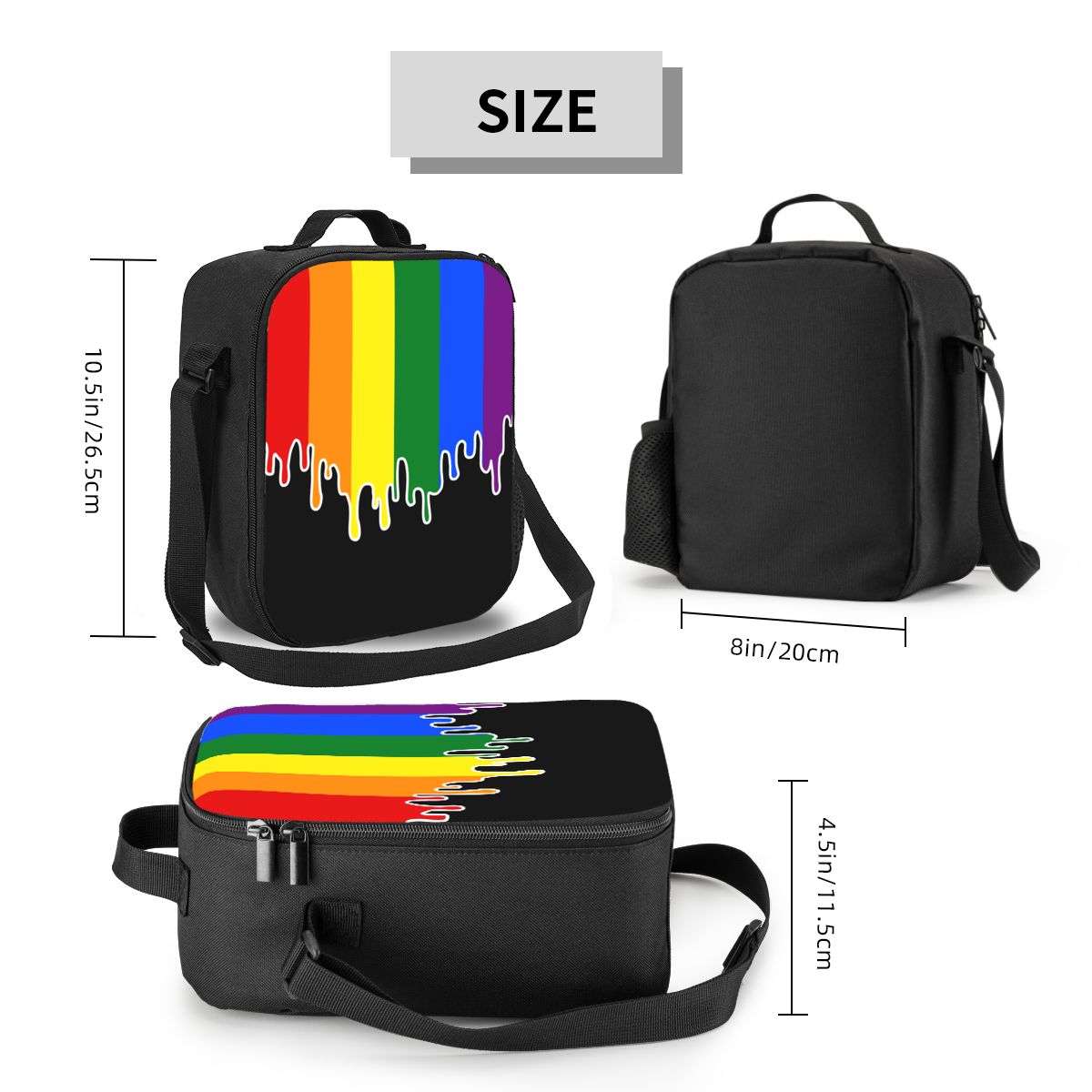 Pride Flag Drip Design Insulated Lunch Tote Bag for Women Rainbow Lesbian Resuable Cooler Thermal Food Lunch Box School