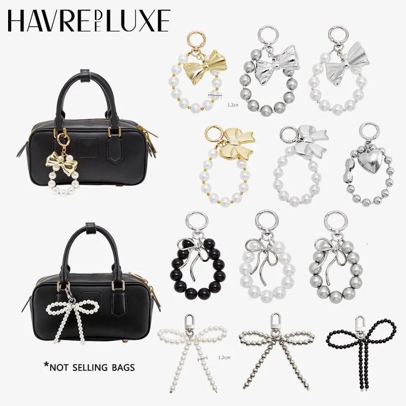 Korean exquisite pearl bow keychain pearl phone bag handmade keychain jewelry decoration fashion gift accessories 241107