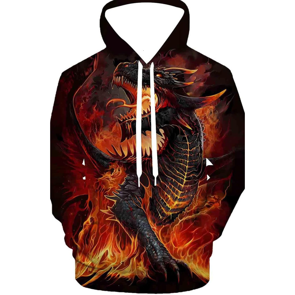 Hoodie for Mens Womens Hoodies for Men Women 3D Print Graphic Sweatshirts Pullover Novelty Hoody Hooded With Pockets Graphic Trendy Dragon Pattern