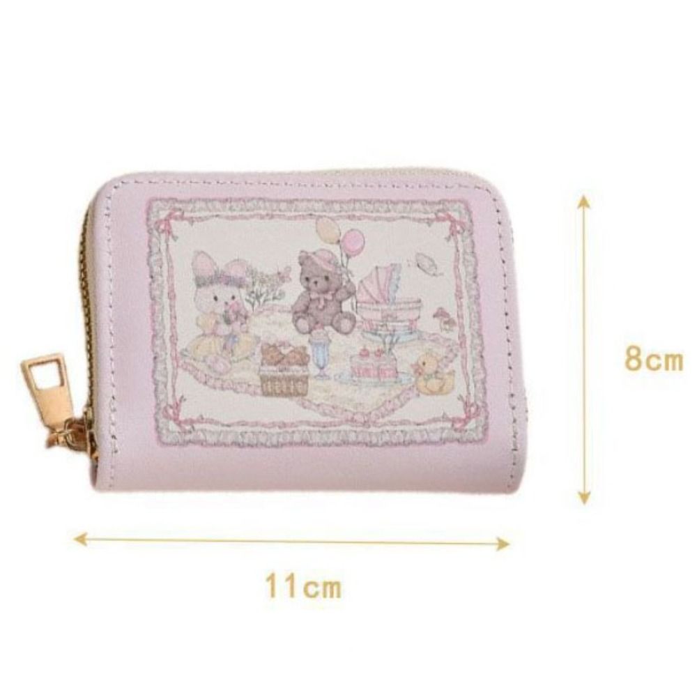 Leather Card Holder Fashion Anti Demagnetization Cartoon Card Bag Multi Slot Rabbit Small Wallet Girl