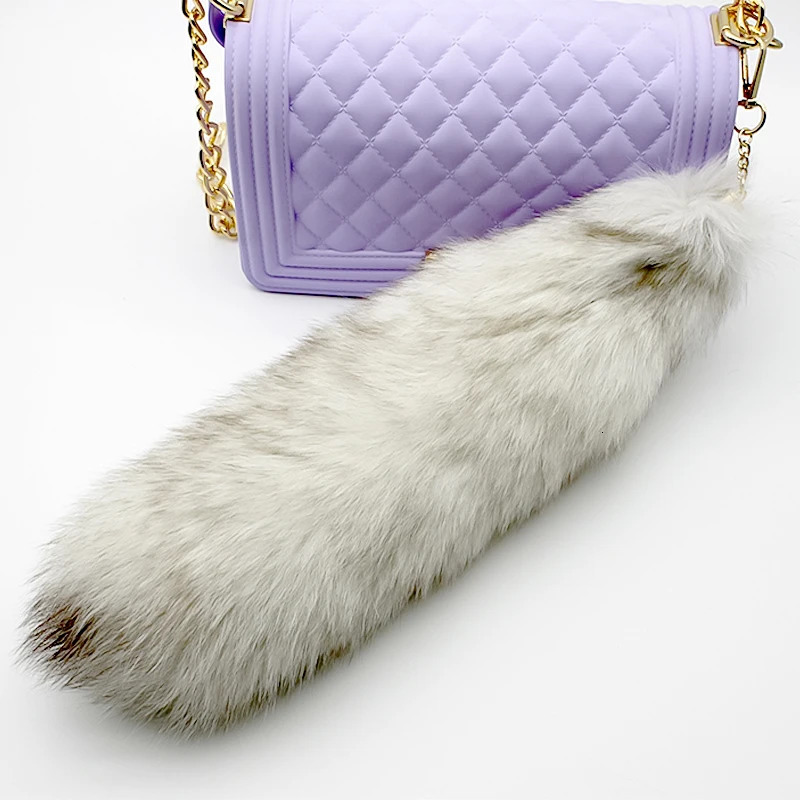 40cm large fox tail keychain womens tassel bag pendant keychain ring fluffy real fur keychain holder charm bag gift 241107