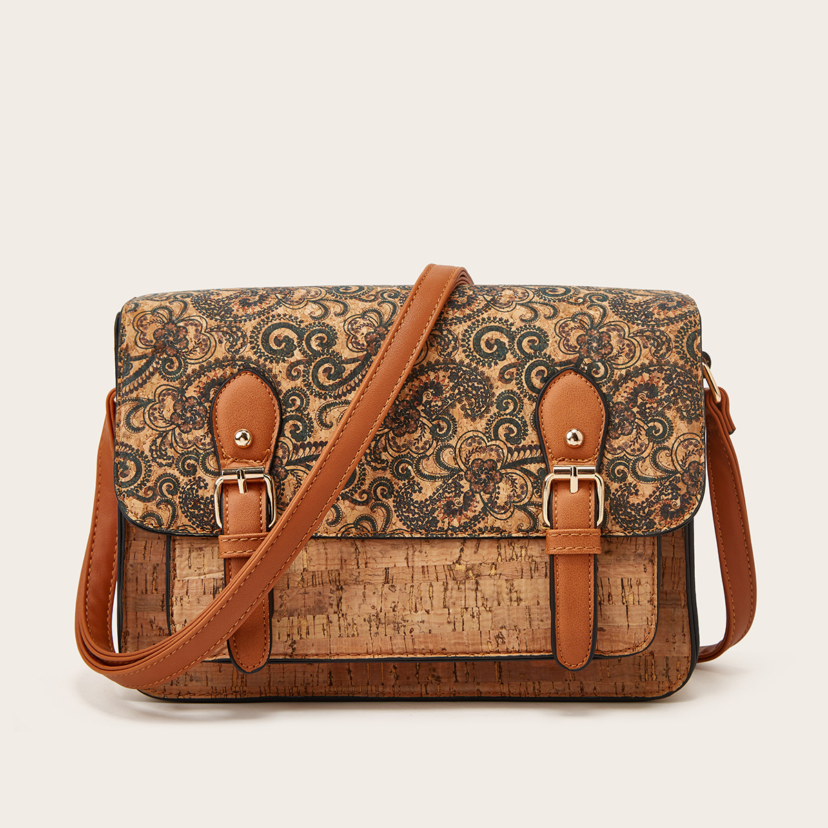 Single Shoulder Slanting Cross Bag Summer Large Capacity Ladies Printing Bag Retro Literary Saddle Bag