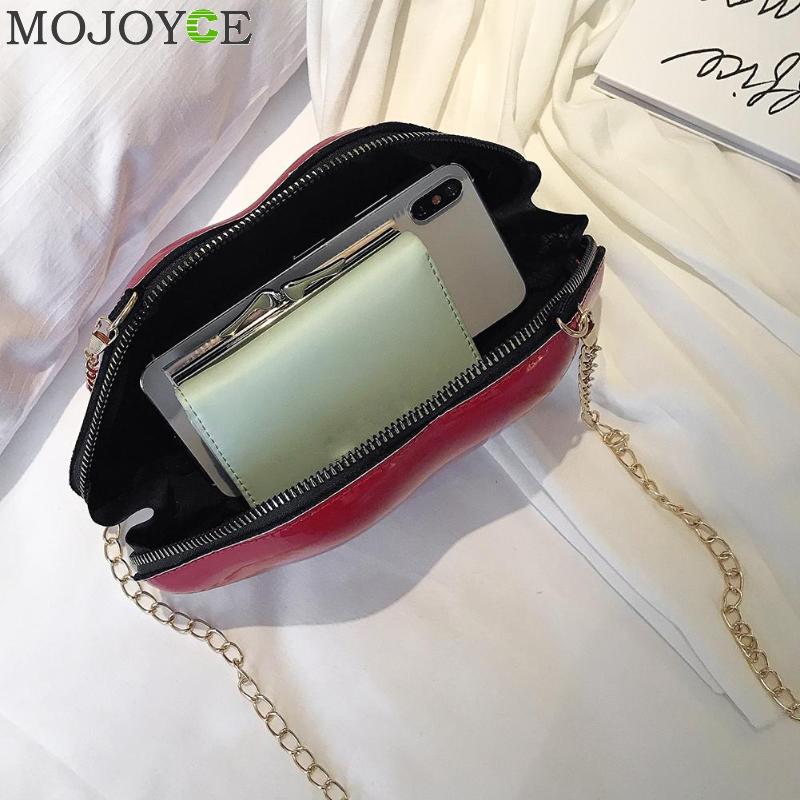 Lips Shape PVC Handbags Solid Zipper Shoulder Bag Crossbody Messenger Phone Coin Bag Evening Party Clutches Bolsas Feminina Saco