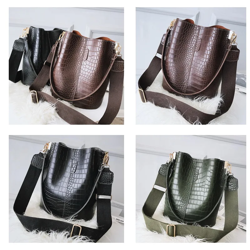 Crocodile Crossbody Bag For Women Shoulder Brand Designer s Luxury PU Leather Bucket Handbag