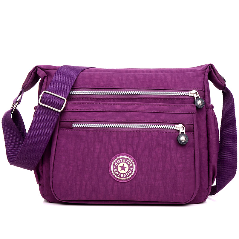 Bolso de hombro de tela de moda para mujer, bolso cruzado de nailon impermeable con estampado floral y cremallera, estilo preppy
