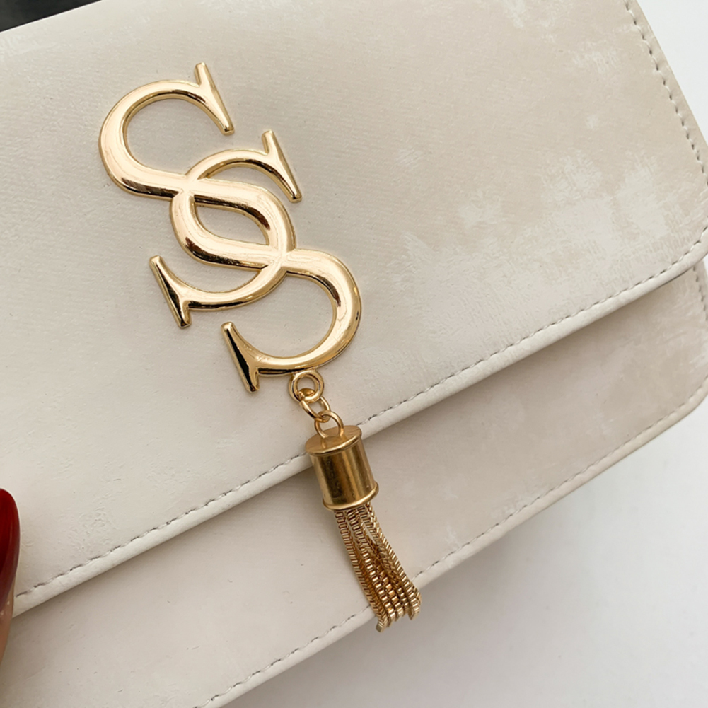 Women PU Flap Shoulder Bag Chic Hobo Bag Large Capacity Fashion Square Handbag Chain Strap with Tassel Decor for Party Vacation