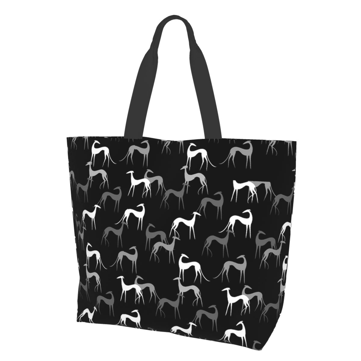 Women's Greyhound Dog Shoulder Tote Bag Large Polyester Shopping Bag for Lady Female Handbag Foldable Reusable Beach Shopper Bag