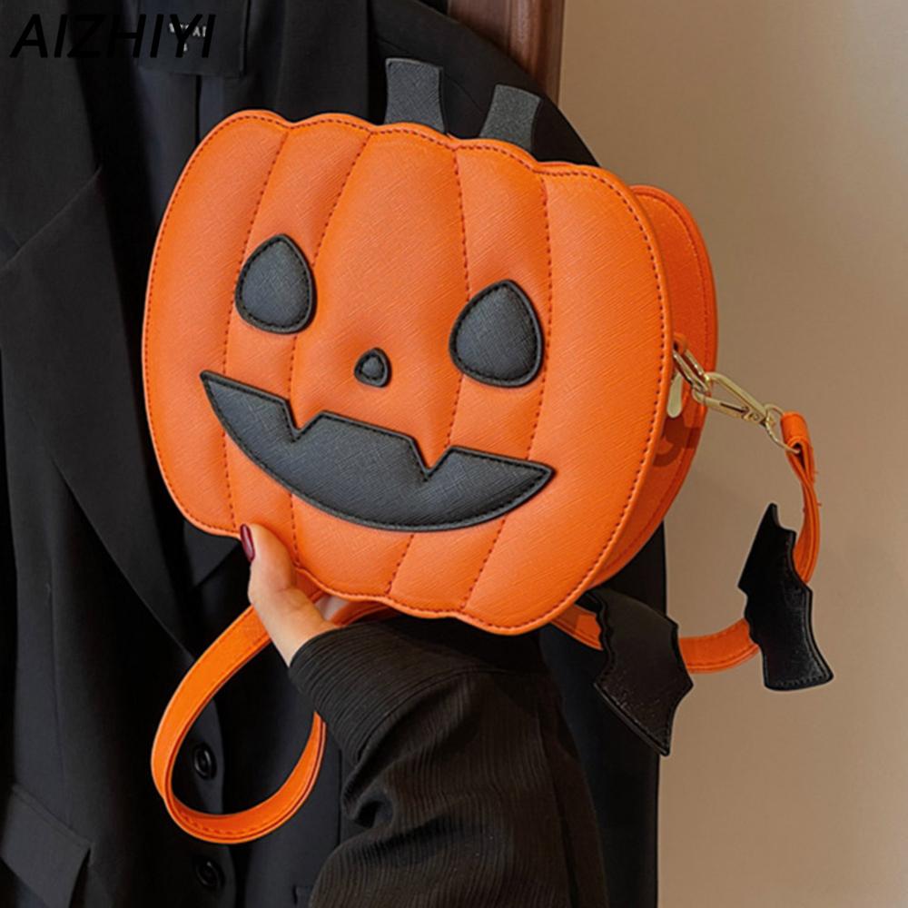 Pumpkin Crossbody Bag for Women Pumpkin Shoulder Bag Female Halloween Bag PU Leather Demon Messenger Bag Halloween Shopper Bag