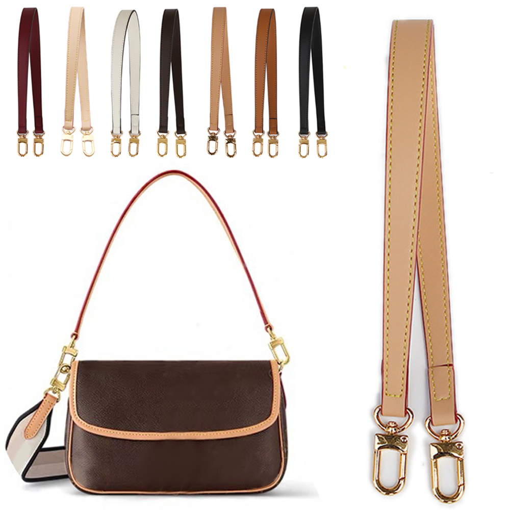 Leather Shoulder Strap For Bag Women Fashion Armpit Bag Hand Carry Replacement Bag Accessories With Gold Buckle Handbags Handles