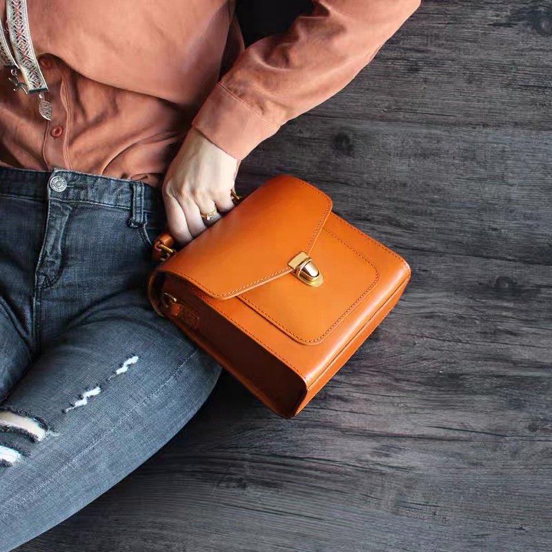 Preppy Style Handmade Genuine Leather Female Mini Handbag Women's Satchels Bag Authentic Cowskin Lady Small Cross Shoulder Bag