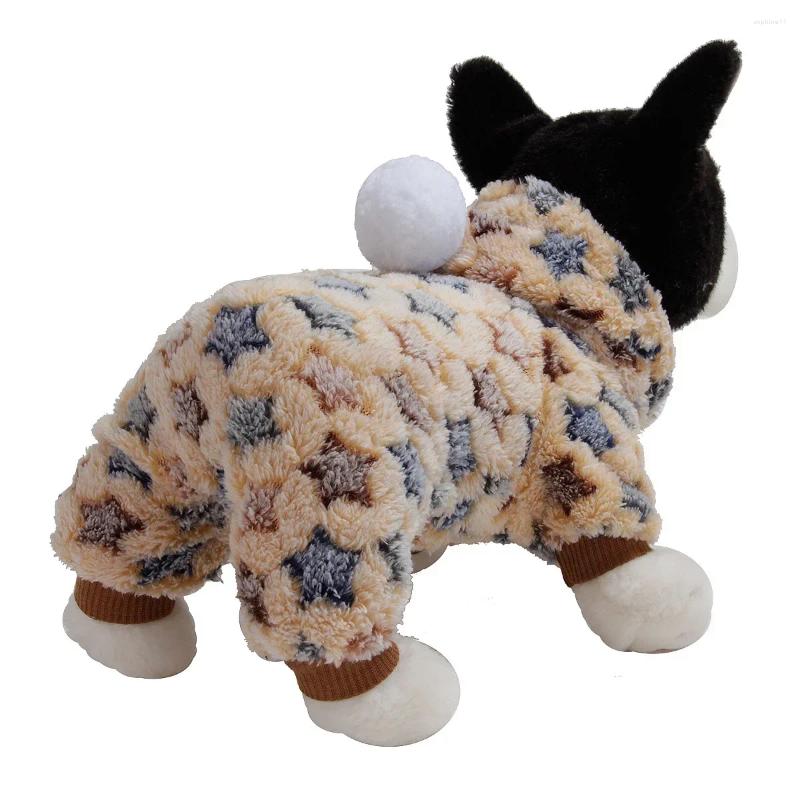 Dog Apparel Pet Clothes Flannel Costume Cold Weather Coats Cat Soft Jumpsuit Four Legged Pajamas