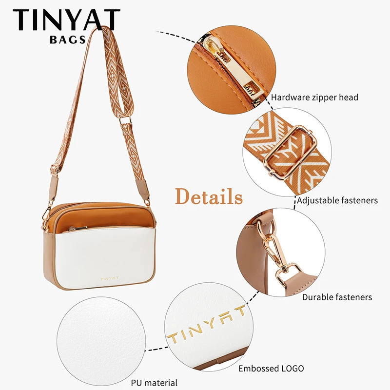TINYAT Bohemia Crossbody Bag for Women Female PU Leather Tote Shoulder Fashion Shopper Clutch Purse Stylish and Functional 241106