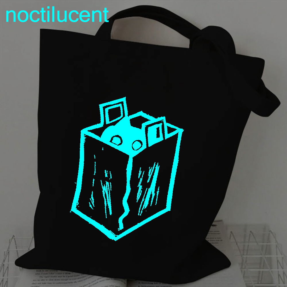 Women Canvas Bag Fashion Cats Luminous Shopping Bag Outerdoor Casual Shopper Bag Girl Student Handbag Tote Shoulder Lady Bags