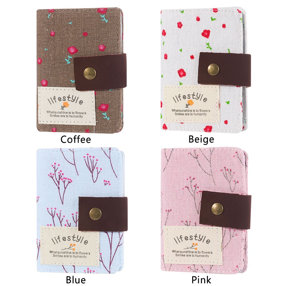 Cute 20 Slot Small Woman Wallet Mini Canvas Business Card Holder ID Credit Card Case Bag