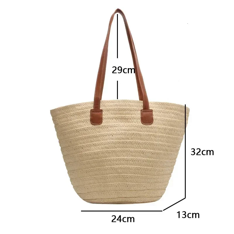 Womens woven basket handbag top handle handbag large straw portable shoulder bag summer beach party wallet shopping bag 241107