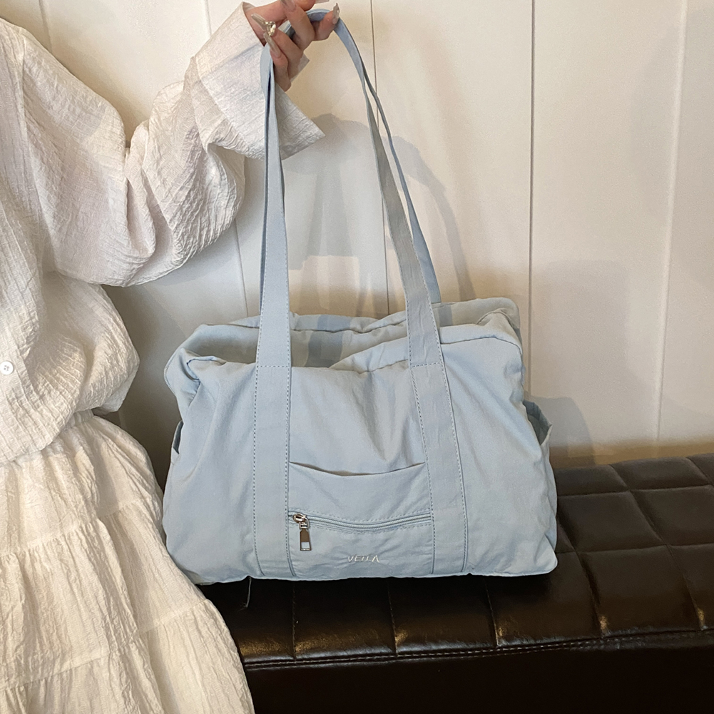 Unisex Everyday Overnight Bag Oxford Cloth Travel Carry-On Handbag Solid Color Lightweight Tote Handbag Outdoor Short Trip Bag