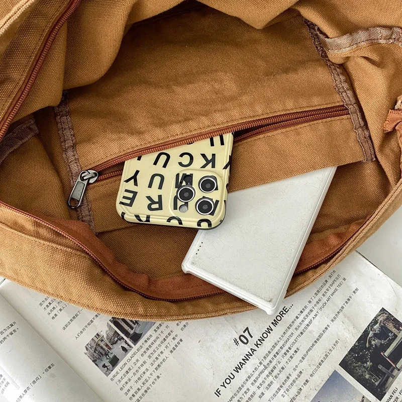 Simple Messenger Bags Artistic Washed Women Oblique Straddle Canvas Bag Large Capacity Student Shoulder Leisure Shopping 241106