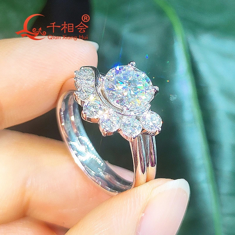 1.2CT 7MM Round Half Wing Ring Silver Ring Mens Diamond Wedding Gift Exquisite Jewelry 241106