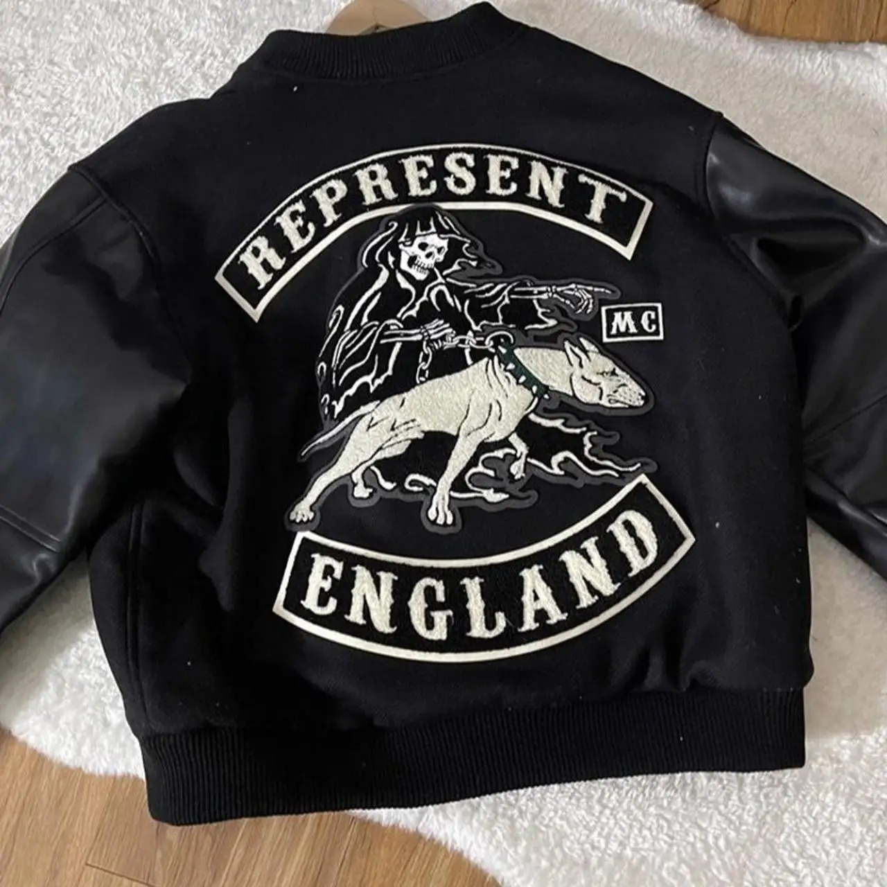Street clothing jacket Y2K mens motorcycle jacket hip-hop leather retro skull embroidery jacket leather zipper jacket 241106