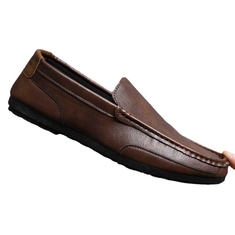 CMM Loafer Shoes New Mens Trendy Korean Versatile Summer One Step Lazy Mens British Casual Leather Shoes