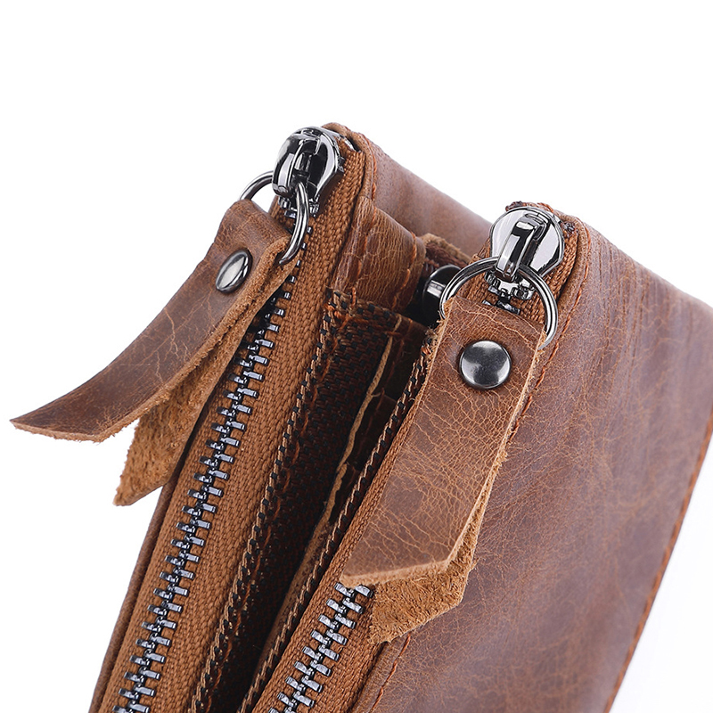 Original Genuine Leather Men's Wallet Luxury Designer Wallets for Men Card Holder Fashion Purse with Zipper Coin Pocket