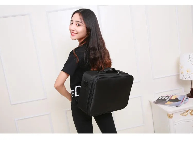 High quality professional organizer Bolso Mujer makeup box large capacity storage bag 2 layers dh912331255