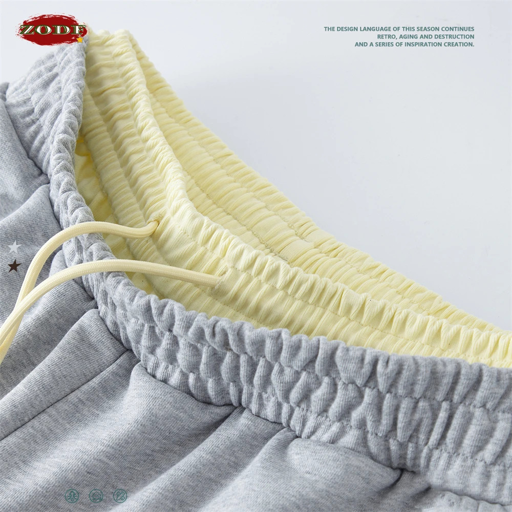 ZODF Autumn Winter Men 440gsm Sweatpants Unisex High Street Retro Double Waist Band Heavy Weight Loose Pants HY0619 241104