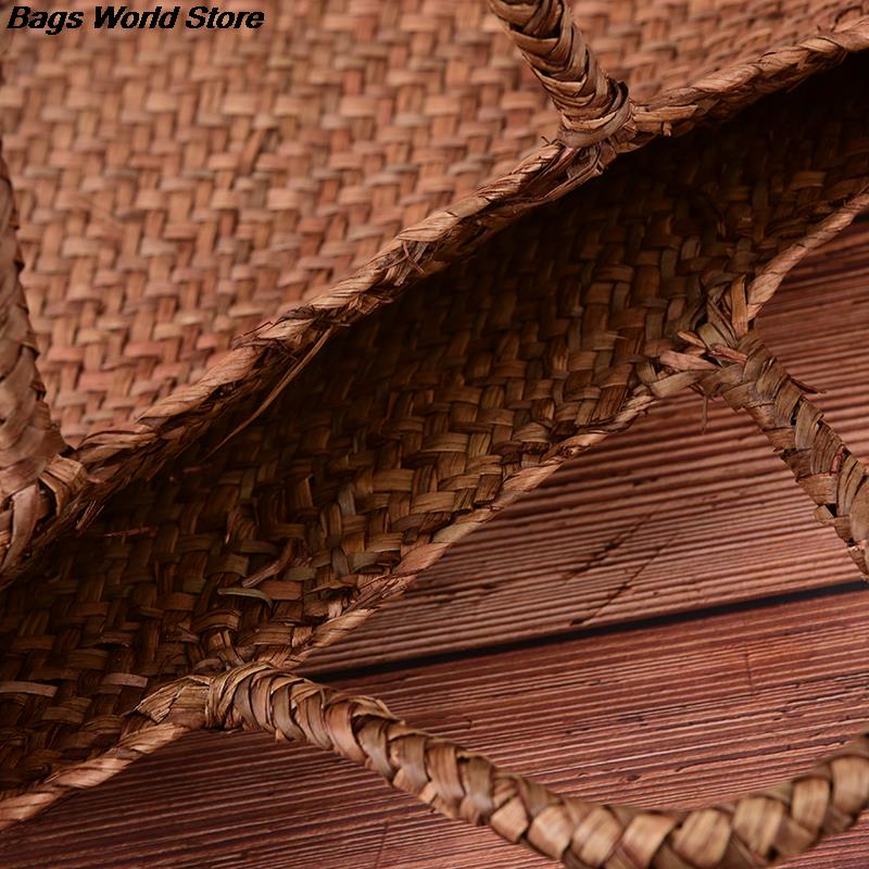 1PCS Beach Bag For Summer Big Straw Bags Handmade Woven Tote Women Travel Handbags Luxury Designer Shopping Hand Bags