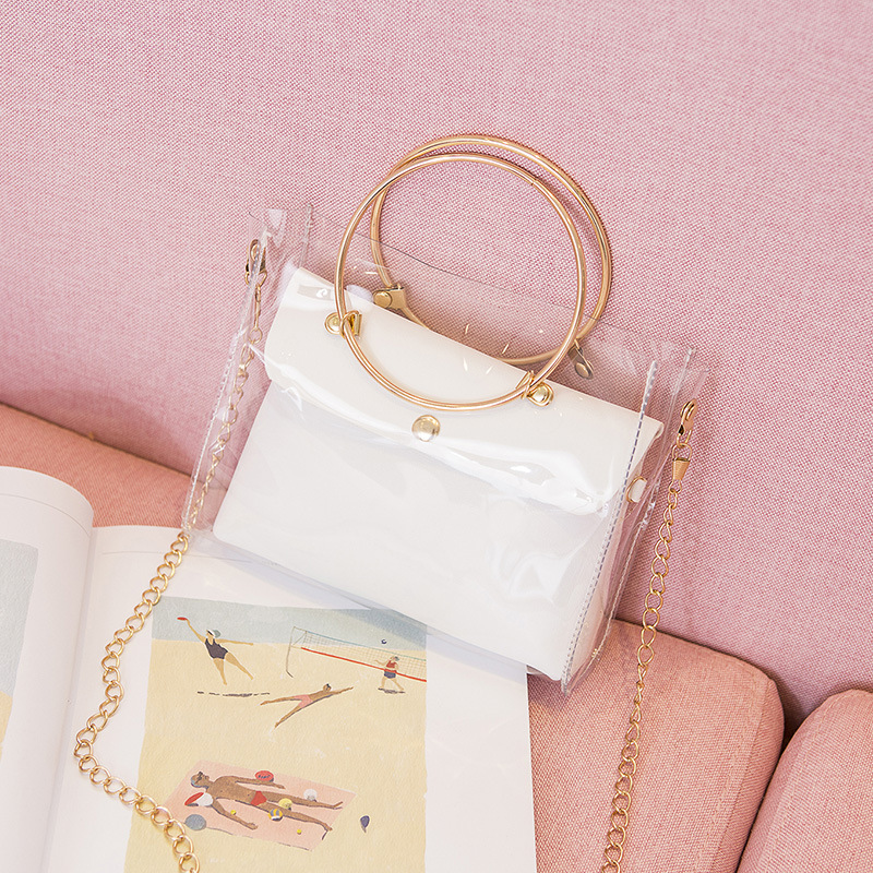 2023 Design Luxury Handbag Women Transparent Bucket Bag Clear PVC Jelly Small Shoulder Bag Female Chain Crossbody Messenger Bags