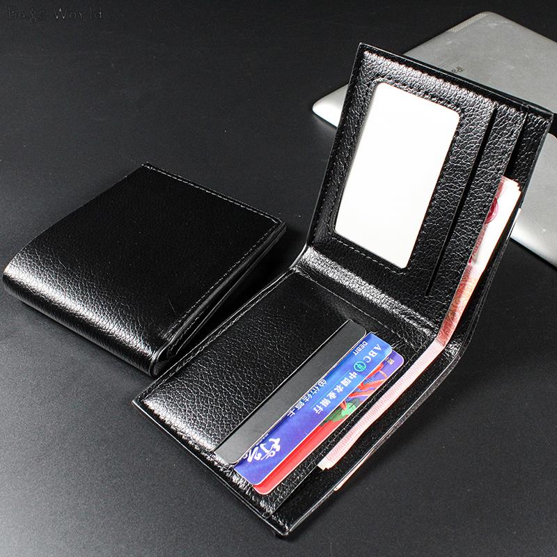 1PC Men's Wallet Genuine Leather Men Wallets Premium Product Real Cowhide Wallets for Man Short Black Walet Portefeuille Homme
