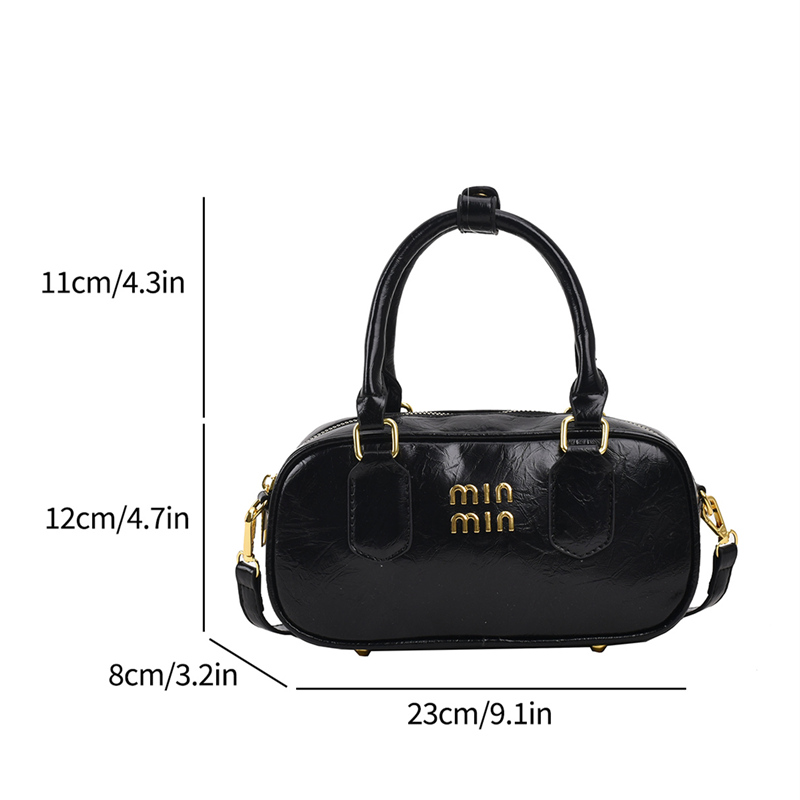 2024 New Trend Fashion Retro Women's PU Leather Hand Bowling Bag Simple Casual versatile Commuting Single Shoulder Crossbody Bag