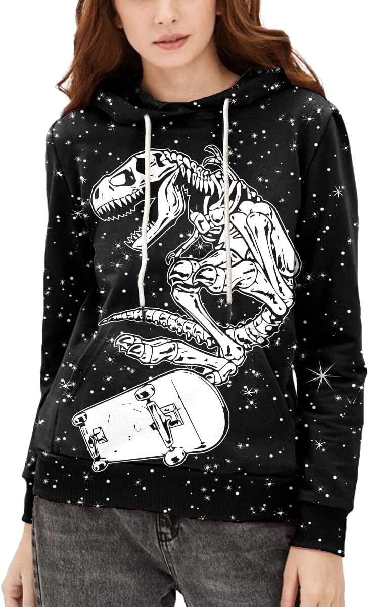 Hoodie for Mens Womens Unisex Colorful Graphic Hoodies 3D Print Cool Sweatshirt Cool Design with Pocket for Men and Women GraphicCool dinosaur pattern