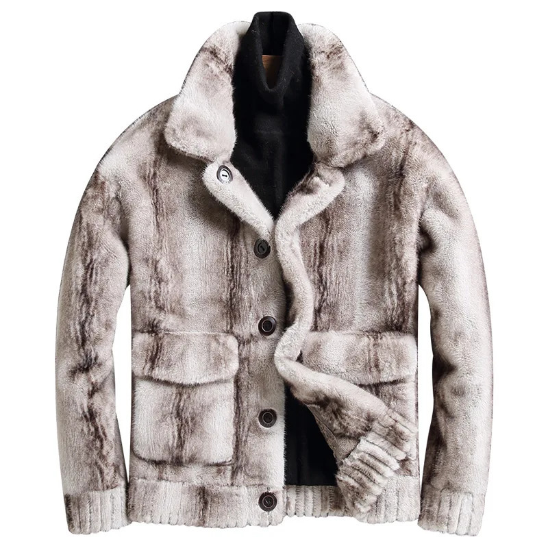 Autumn Winter Mens Fashion Leather Casual Jacket Mens Plush Fluffy Coat Mens Mink Warm Coat P467 241107