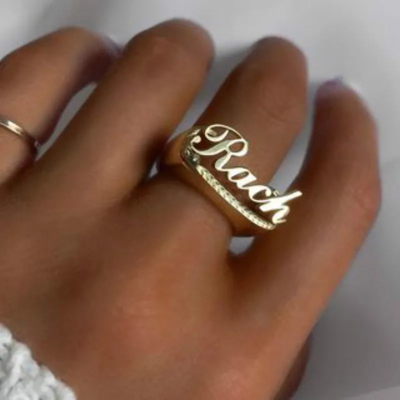 Customized personalized hip-hop womens ring personalized mens punk letter name ring stainless steel jewelry gift 241106