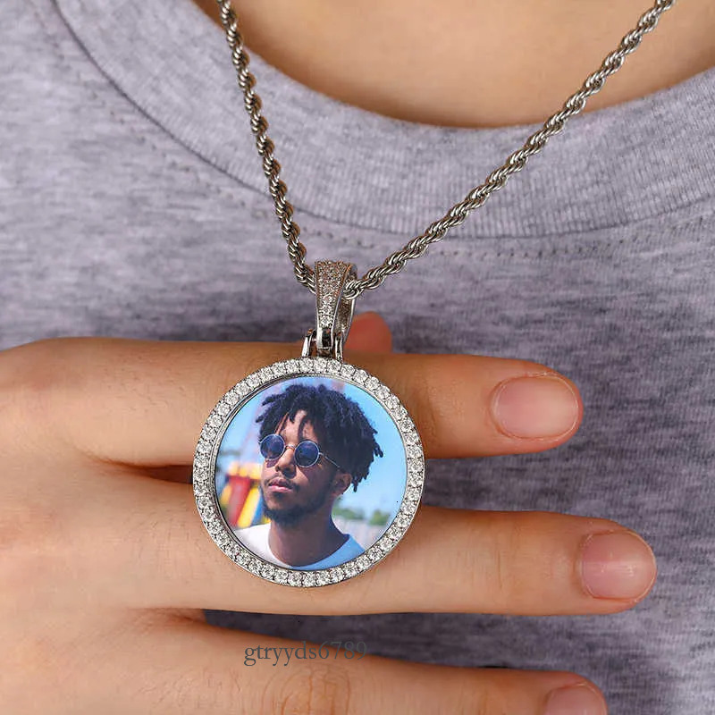 Necklaces Drop Shipping in Stock Hip Hop Jewelry Vvs Moissanite Photo Iced Out Sterg Sier Picture Pendant Necklace