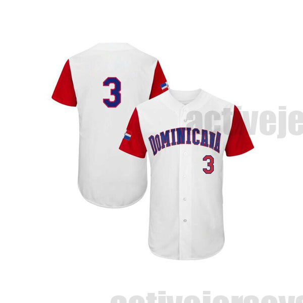 Custom men's white Dominicana baseball embroidered jersey fast shiped