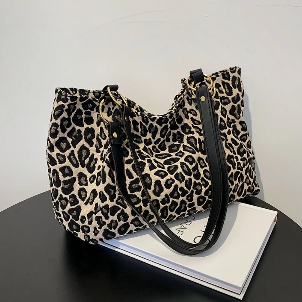New Fashion Tote Bags Shopping and Travel Canvas Bags New Women Popular Handbags Large Capacity Leopard Shoulder Bags Сумка