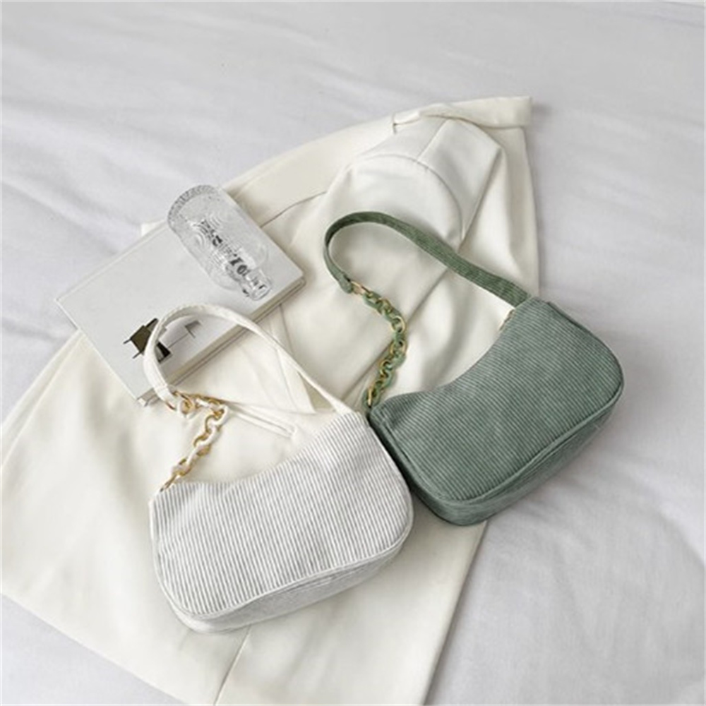 Fashion Vintage Handbags Women Autumn Winter Corduroy Underarm Bag Zipper Shoulder Small Bags Female Soft Casual Clutch Handbag