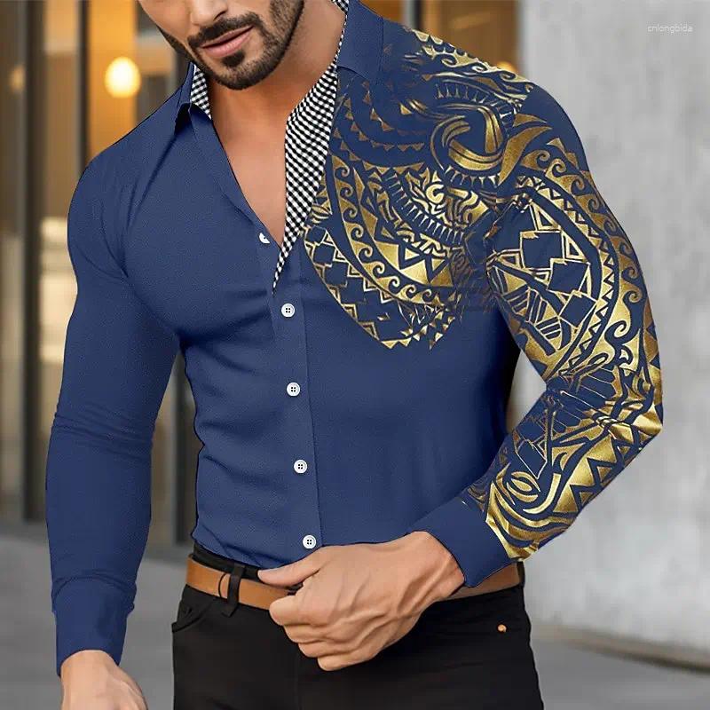 Mens Casual Shirts Shirt Buttoned Hawaiian Long Sleeve Lapel Clothing Soft Comfortable Fashion Button Design