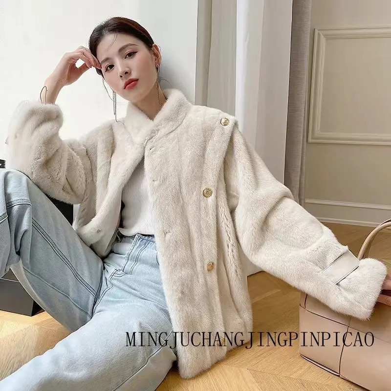 Korean womens coat s mink jacket loose high-end coat warm womens coat 241107