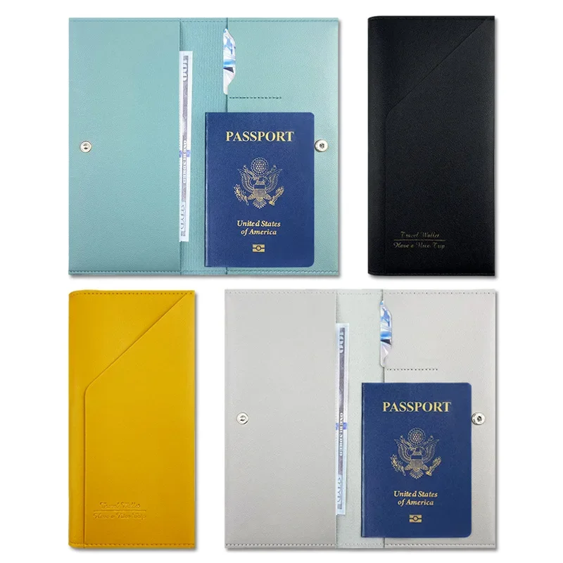 New Fashion Classic Spot Travel Document Bag Thickened Pu Leather Multi-functional Passport Bag Cover Ticket Holder Card Bag